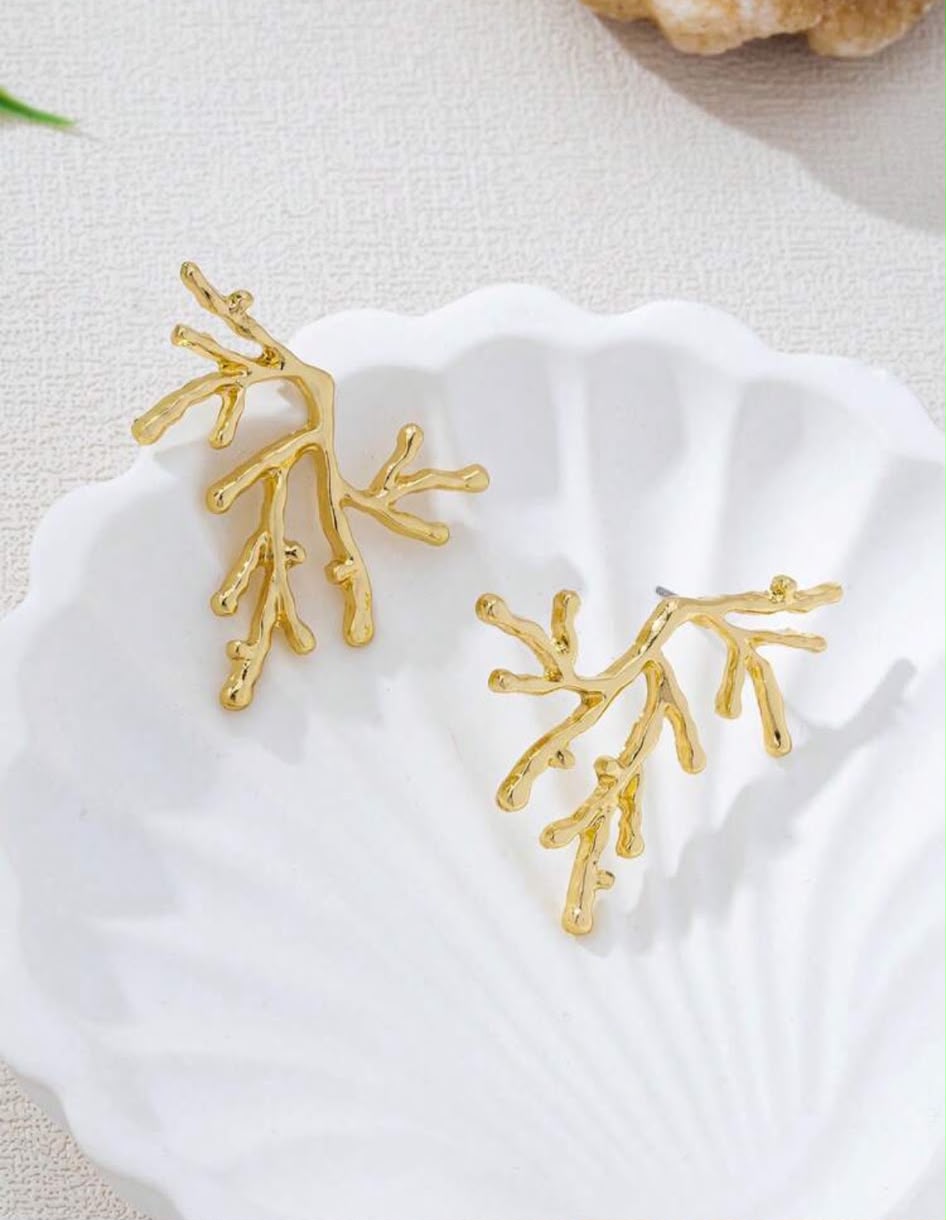 Golden Coral Earrings