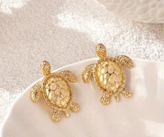 Golden Sea Turtle Earrings