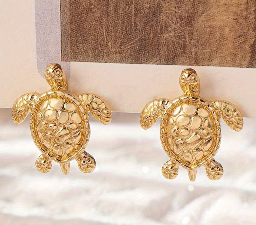Golden Sea Turtle Earrings