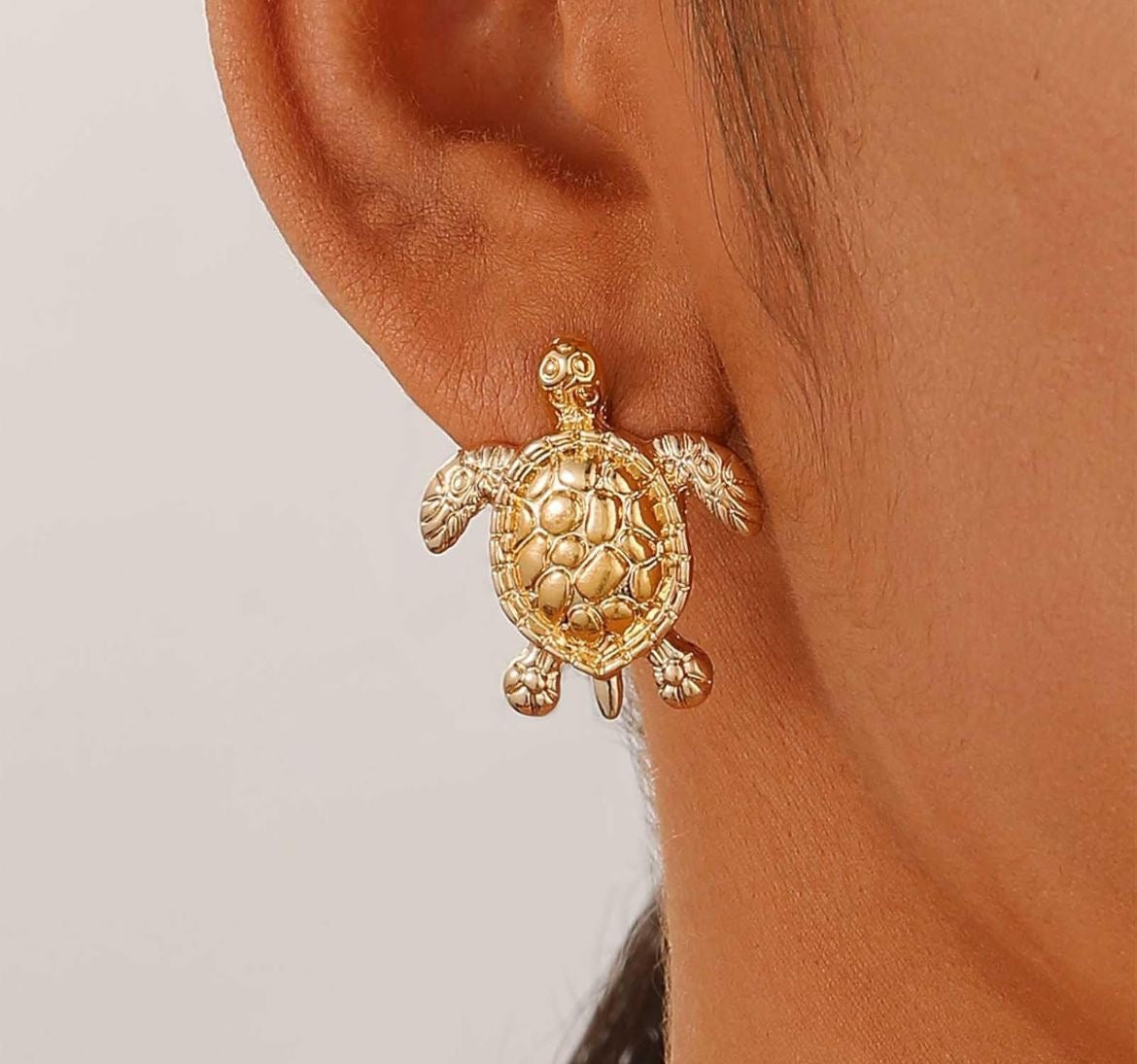 Golden Sea Turtle Earrings